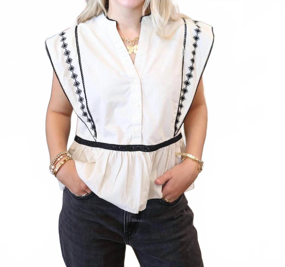 NEW B.YOUNG ashlyn button-down front blouse in cream